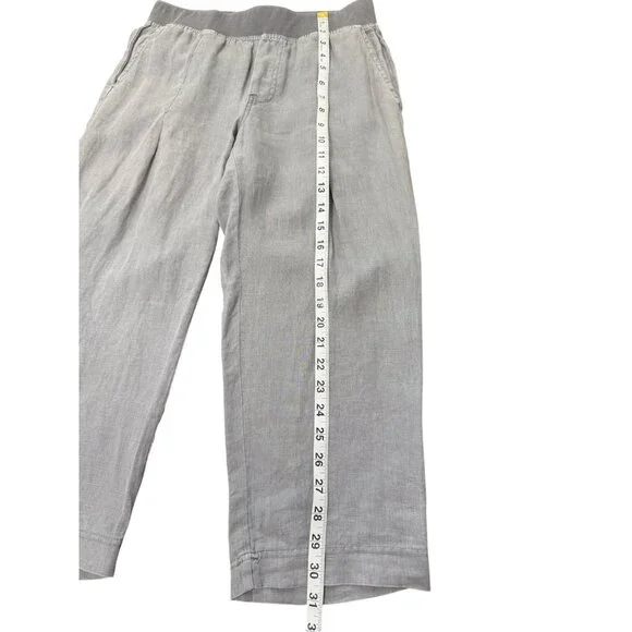 XCVI Women's Gray Cropped Pants 100% Linen Pull On Size XS - Picture 6 of 8